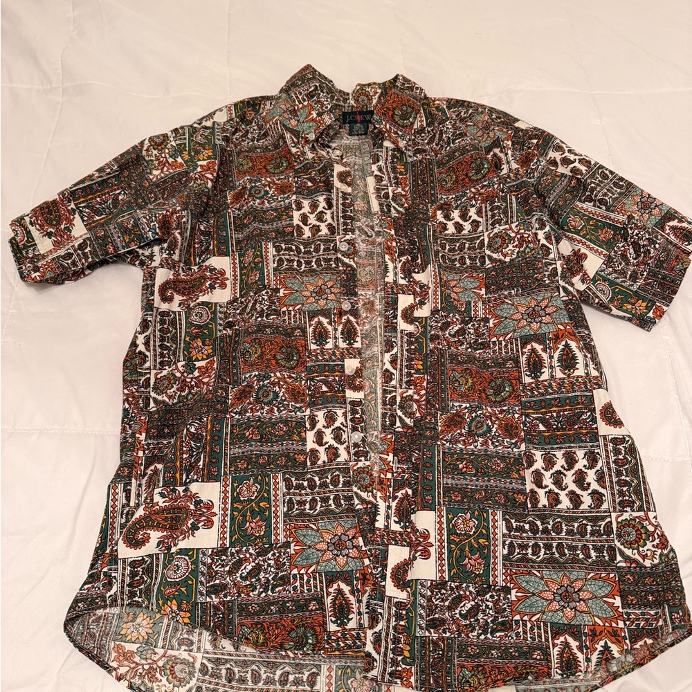J. Crew Men's Multicolor Patterned Button Down Sh… - image 1